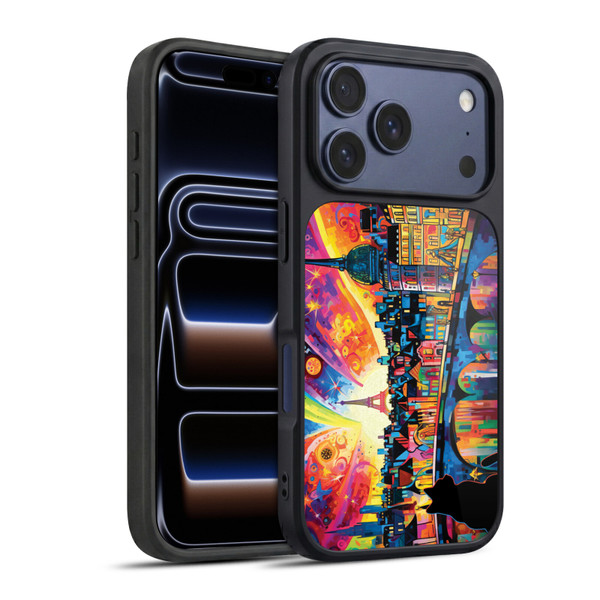 Michael David Ward Psychedelic Art Midnight Cat In Paris Gel Armour Case For Apple iPhone 17 Pro