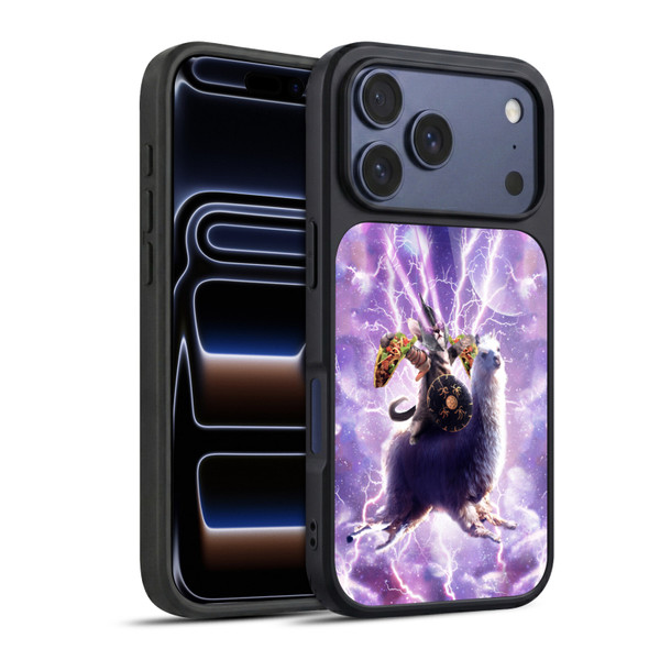 Random Galaxy Space Llama Lazer Cat & Tacos Gel Armour Case For Apple iPhone 17 Pro