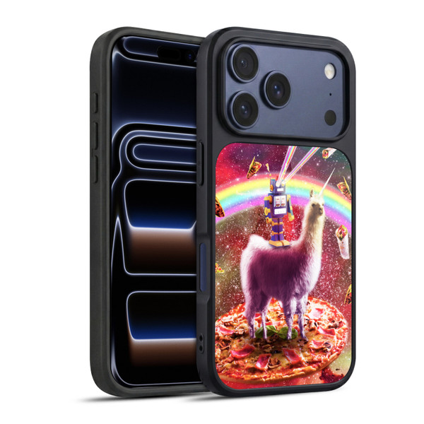 Random Galaxy Space Llama Robot & Pizza Gel Armour Case For Apple iPhone 17 Pro