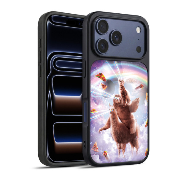 Random Galaxy Space Llama Sloth & Cat Lazer Eyes Gel Armour Case For Apple iPhone 17 Pro