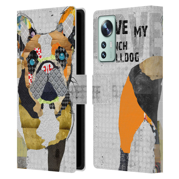 Michel Keck Dogs 4 French Bulldog Leather Book Wallet Case Cover For Xiaomi 12