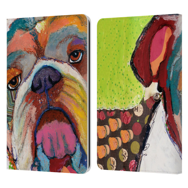 Michel Keck Dogs Bulldog Leather Book Wallet Case Cover For Amazon Kindle Paperwhite 1 / 2 / 3