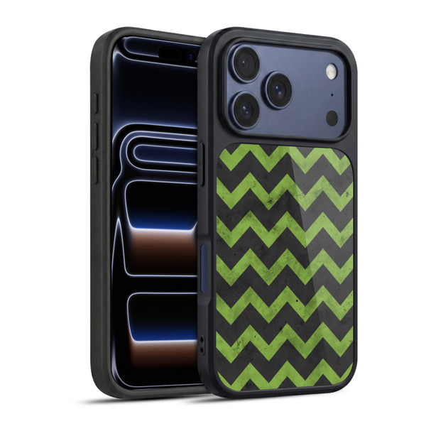 PLdesign Geometric Patterns Green Gray Vintage Gel Armour Case For Apple iPhone 17 Pro