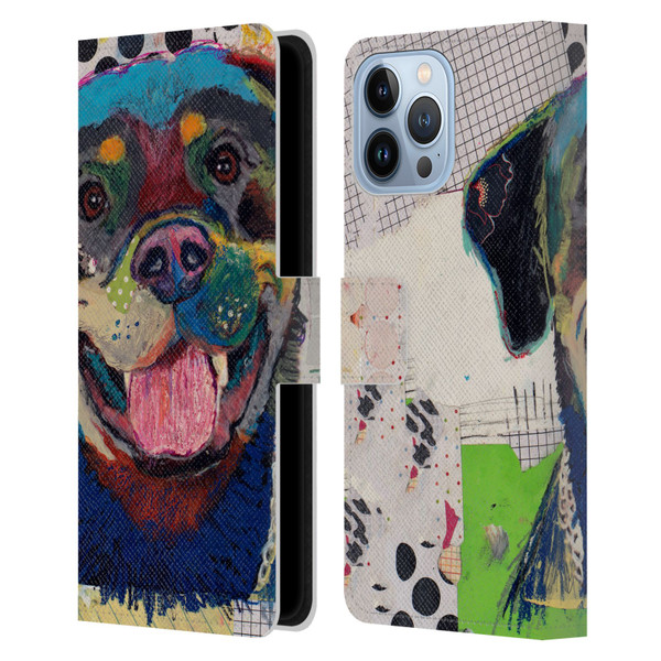 Michel Keck Dogs Rottweiler Leather Book Wallet Case Cover For Apple iPhone 13 Pro Max