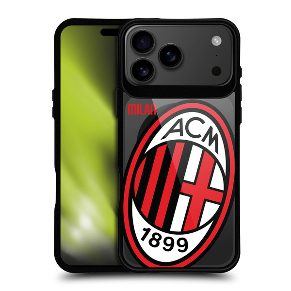AC Milan Logo Icon Crest Oversized BLACK SHOCKPROOF BUMPER CASE COMPATIBLE WITH Apple iPhone 17 Pro Max & MAGSAFE