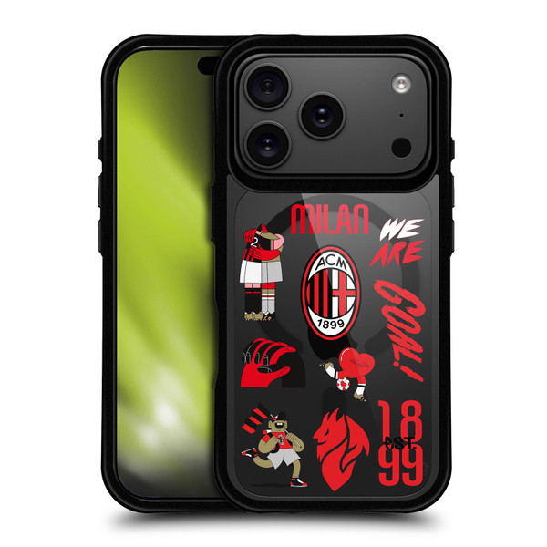 AC Milan Logo Icon Icons BLACK SHOCKPROOF BUMPER CASE COMPATIBLE WITH Apple iPhone 17 Pro & MAGSAFE