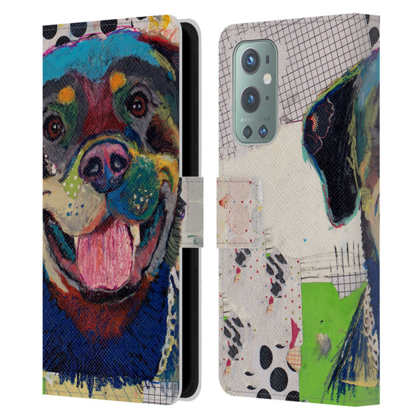 Michel Keck Dogs Rottweiler Leather Book Wallet Case Cover For OnePlus 9