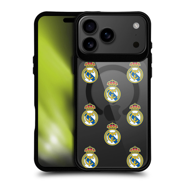 Real Madrid CF Logo Icon Pattern BLACK SHOCKPROOF BUMPER CASE COMPATIBLE WITH Apple iPhone 17 Pro Max & MAGSAFE