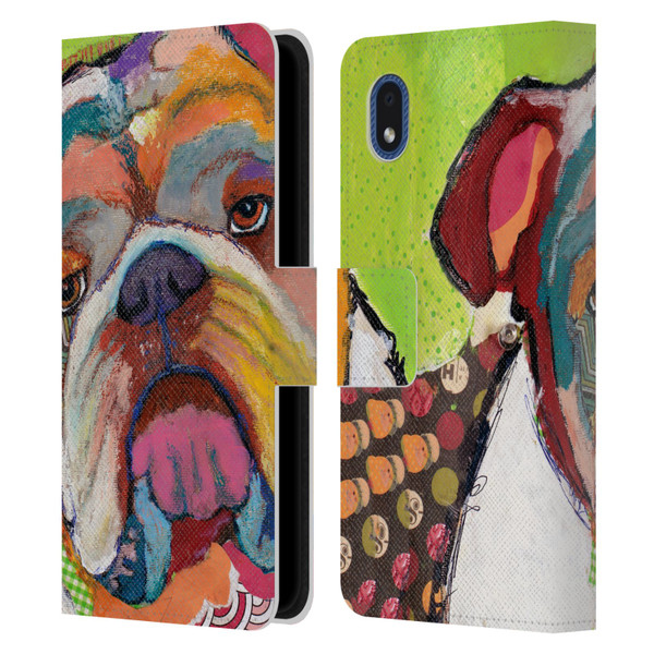 Michel Keck Dogs Bulldog Leather Book Wallet Case Cover For Samsung Galaxy A01 Core (2020)