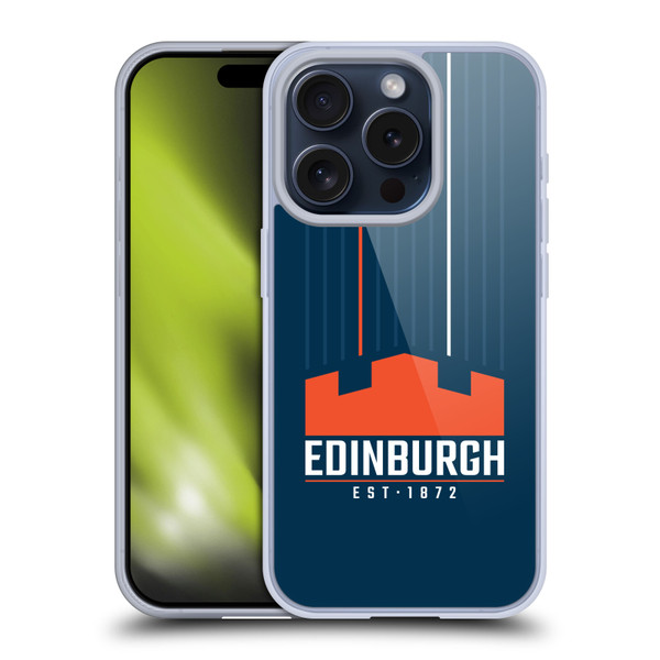 Edinburgh Rugby Logo Art Vertical Stripes Soft Gel Case for Apple iPhone 15 Pro & MagSafe