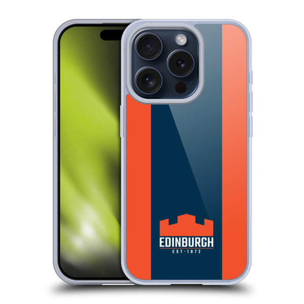 Edinburgh Rugby Logo Art Stripes Soft Gel Case for Apple iPhone 15 Pro & MagSafe