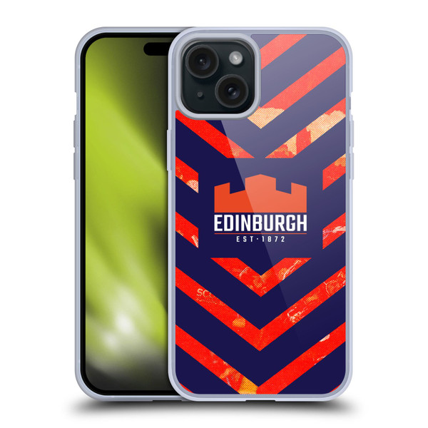 Edinburgh Rugby Graphic Art Orange Pattern Soft Gel Case for Apple iPhone 15 Plus & MagSafe
