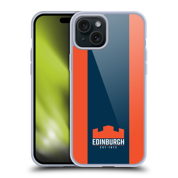 Edinburgh Rugby Logo Art Stripes Soft Gel Case for Apple iPhone 15 Plus & MagSafe