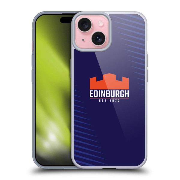 Edinburgh Rugby Graphic Art Blue Logo Soft Gel Case for Apple iPhone 15 & MagSafe