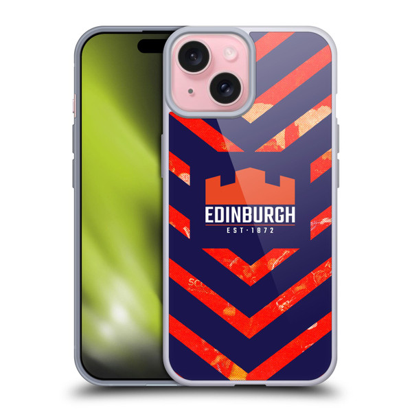 Edinburgh Rugby Graphic Art Orange Pattern Soft Gel Case for Apple iPhone 15 & MagSafe