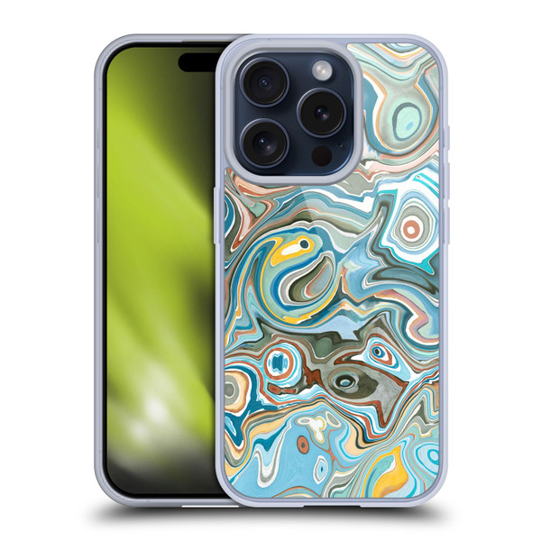 Ninola Abstract 3 Blue Mineral Agates Soft Gel Case for Apple iPhone 15 Pro & MagSafe