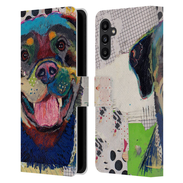 Michel Keck Dogs Rottweiler Leather Book Wallet Case Cover For Samsung Galaxy A13 5G (2021)