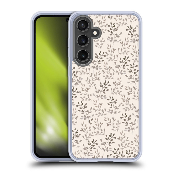Anis Illustration Mix Pattern Tiny Leaves Beige Soft Gel Case for Samsung Galaxy S24 FE & MagSafe
