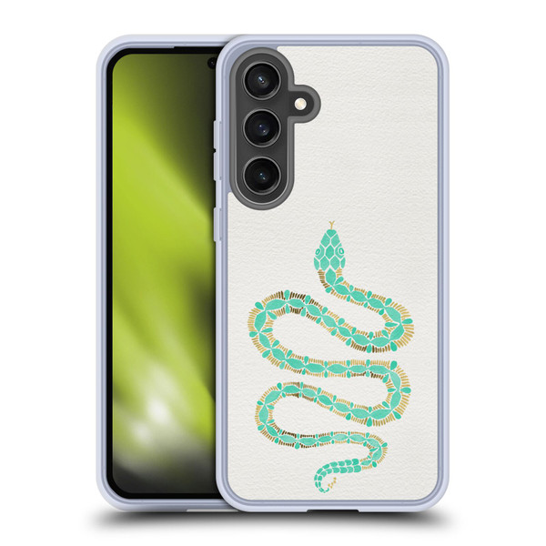 Cat Coquillette Animals Snake Mint Soft Gel Case for Samsung Galaxy S24 FE & MagSafe