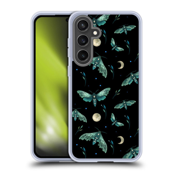 Episodic Drawing Art Lime Hawk Moth Pattern Soft Gel Case for Samsung Galaxy S24 FE & MagSafe
