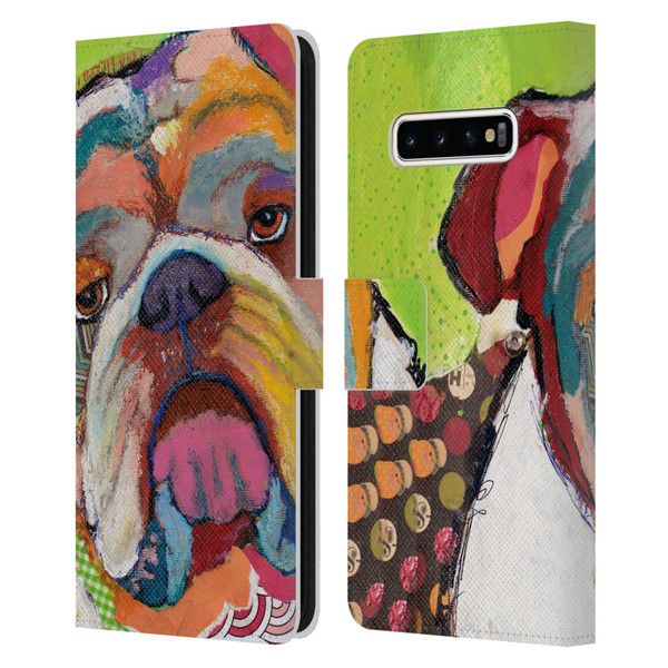 Michel Keck Dogs Bulldog Leather Book Wallet Case Cover For Samsung Galaxy S10+ / S10 Plus