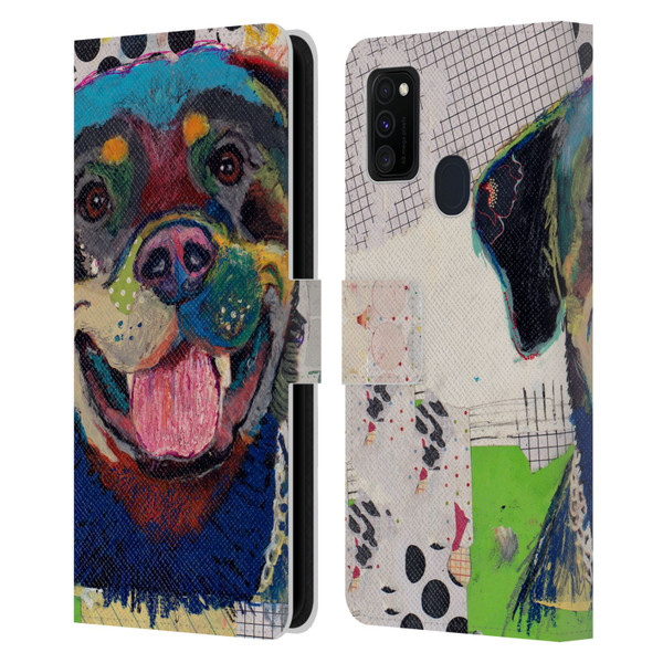 Michel Keck Dogs Rottweiler Leather Book Wallet Case Cover For Samsung Galaxy M30s (2019)/M21 (2020)
