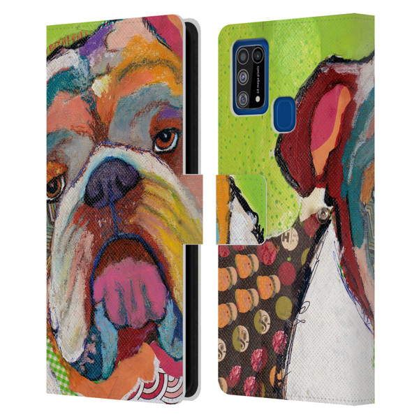 Michel Keck Dogs Bulldog Leather Book Wallet Case Cover For Samsung Galaxy M31 (2020)