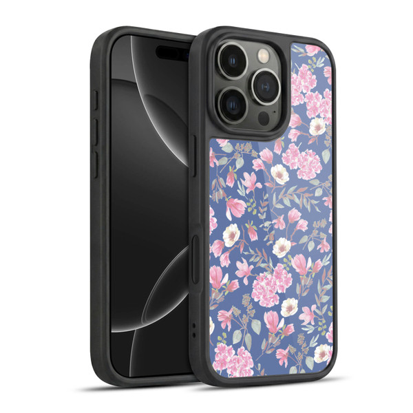Anis Illustration Floral Pattern Romantic Blue Pink Gel Armour Case For Apple iPhone 16 Pro
