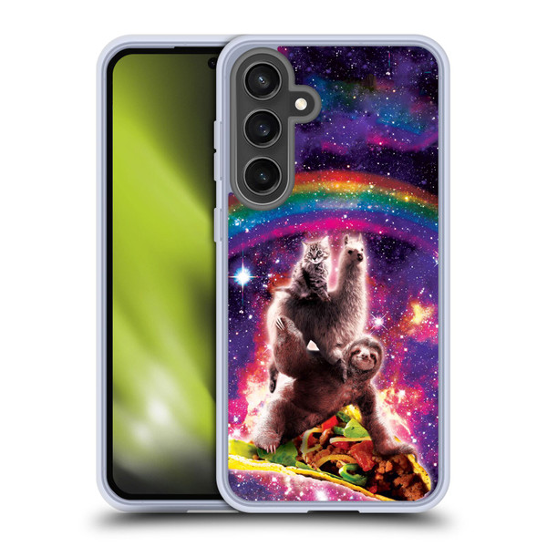 Random Galaxy Animals Space Cat Llama Sloth On Taco Soft Gel Case for Samsung Galaxy S24 FE & MagSafe