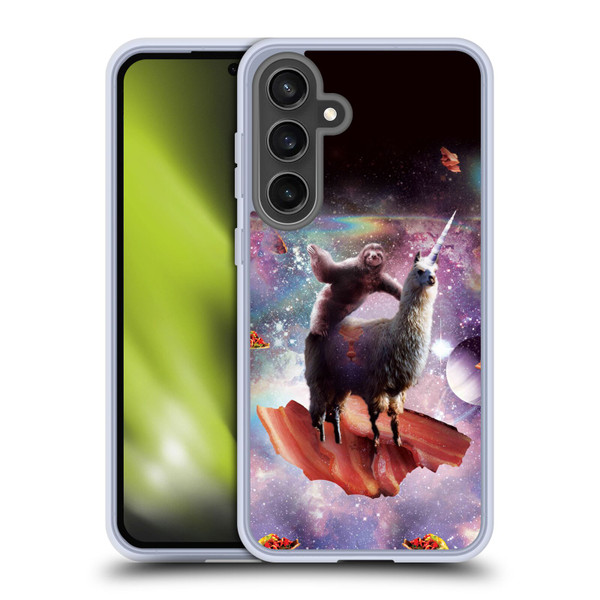 Random Galaxy Space Llama Outer Space Sloth & Bacons Soft Gel Case for Samsung Galaxy S24 FE & MagSafe
