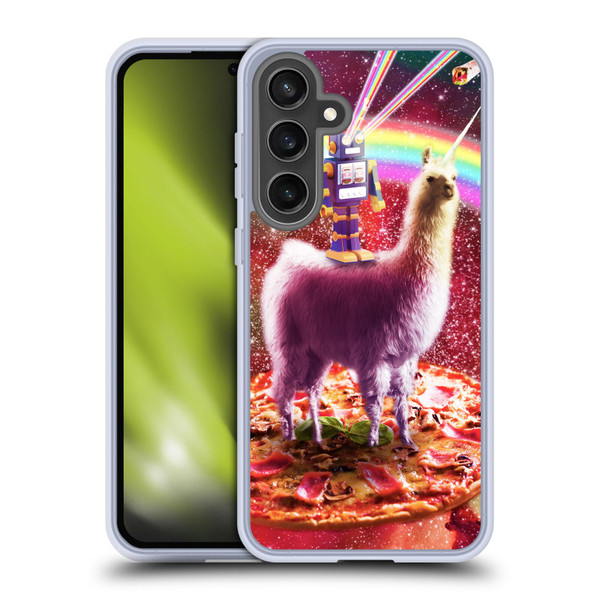 Random Galaxy Space Llama Robot & Pizza Soft Gel Case for Samsung Galaxy S24 FE & MagSafe