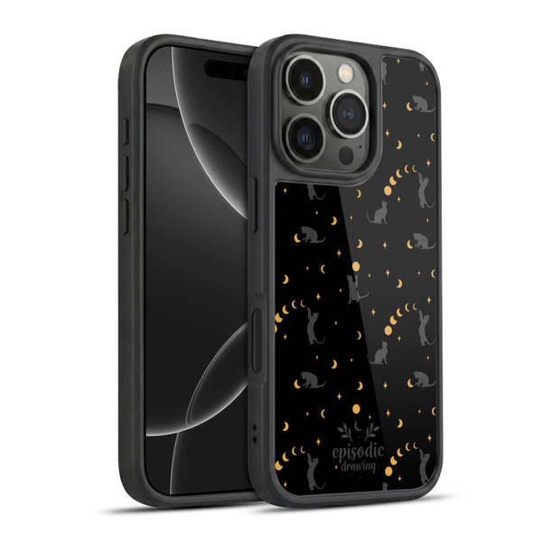 Episodic Drawing Spooky Patterns Black Cat Gel Armour Case For Apple iPhone 16 Pro