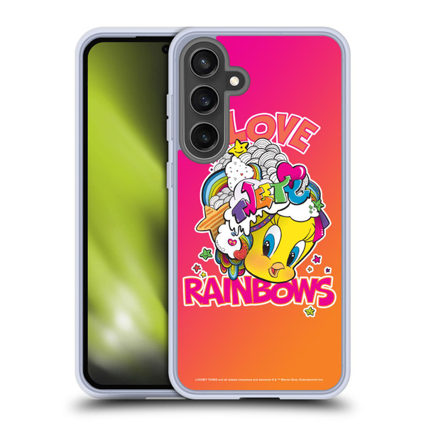 Looney Tunes Patterns I Love Rainbow Soft Gel Case for Samsung Galaxy S24 FE & MagSafe