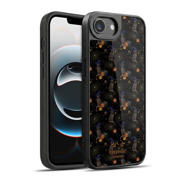 Episodic Drawing Spooky Patterns Cat's Halloween Hat Gel Armour Case For Apple iPhone 16e / Apple iPhone 17e