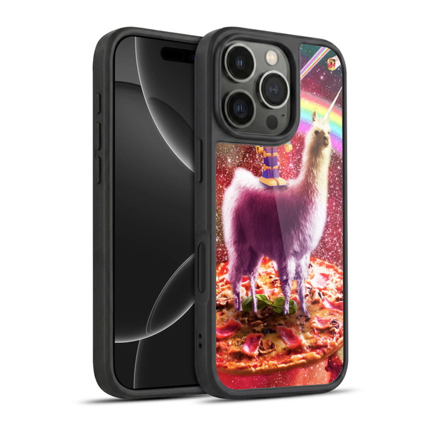 Random Galaxy Space Llama Robot & Pizza Gel Armour Case For Apple iPhone 16 Pro