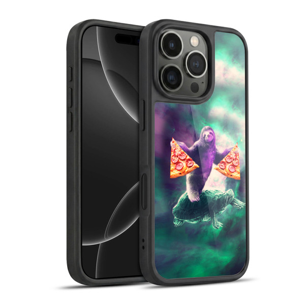 Random Galaxy Space Pizza Ride Sloth Riding Turtle Gel Armour Case For Apple iPhone 16 Pro