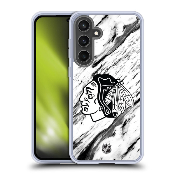 NHL Chicago Blackhawks Marble Soft Gel Case for Samsung Galaxy S24 FE & MagSafe