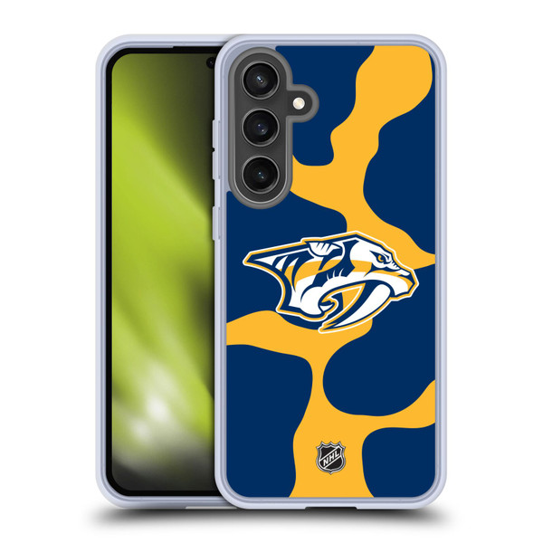 NHL Nashville Predators Cow Pattern Soft Gel Case for Samsung Galaxy S24 FE & MagSafe