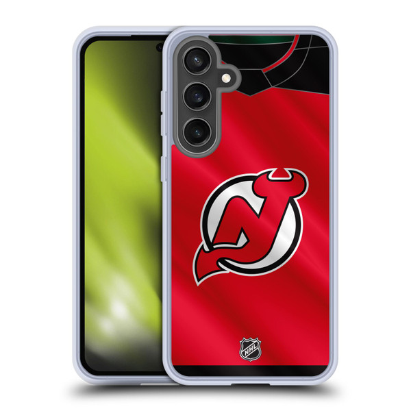 NHL New Jersey Devils Jersey Soft Gel Case for Samsung Galaxy S24 FE & MagSafe