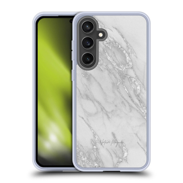 Nature Magick Marble Metallics Silver Soft Gel Case for Samsung Galaxy S24 FE & MagSafe