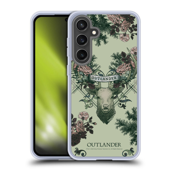 Outlander Composed Graphics Floral Deer Soft Gel Case for Samsung Galaxy S24 FE & MagSafe