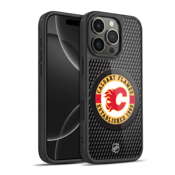 NHL Calgary Flames Puck Texture Gel Armour Case For Apple iPhone 16 Pro