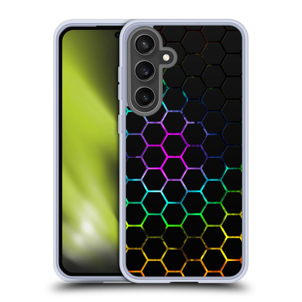 PLdesign Geometric Patterns Honeycomb Spectrum Soft Gel Case for Samsung Galaxy S24 FE & MagSafe