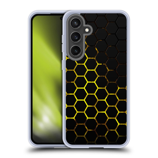 PLdesign Geometric Patterns Honeycomb Yellow Soft Gel Case for Samsung Galaxy S24 FE & MagSafe