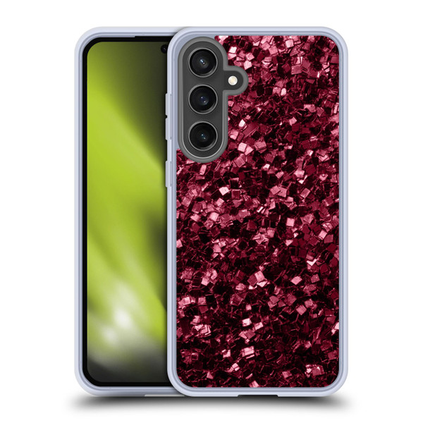 PLdesign Sparkle Prints Burgundy Red Soft Gel Case for Samsung Galaxy S24 FE & MagSafe