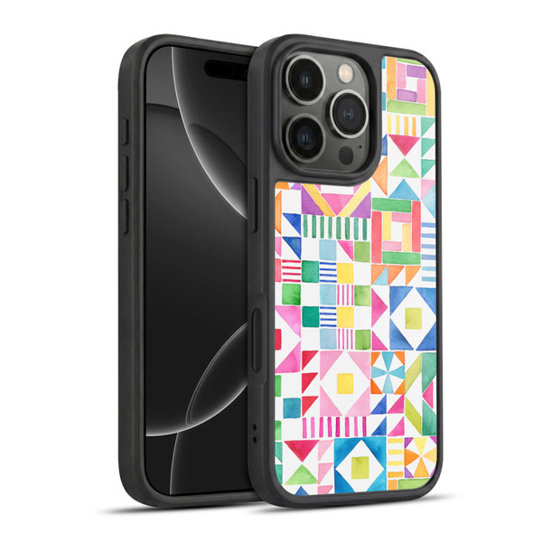 Ninola Colourful Prints Geometric Patchwork Gel Armour Case For Apple iPhone 16 Pro