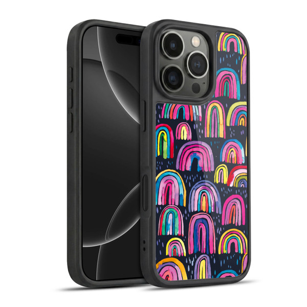 Ninola Summer Patterns Rainbows Navy Gel Armour Case For Apple iPhone 16 Pro