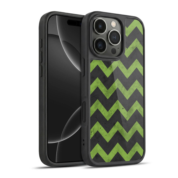 PLdesign Geometric Patterns Green Gray Vintage Gel Armour Case For Apple iPhone 16 Pro