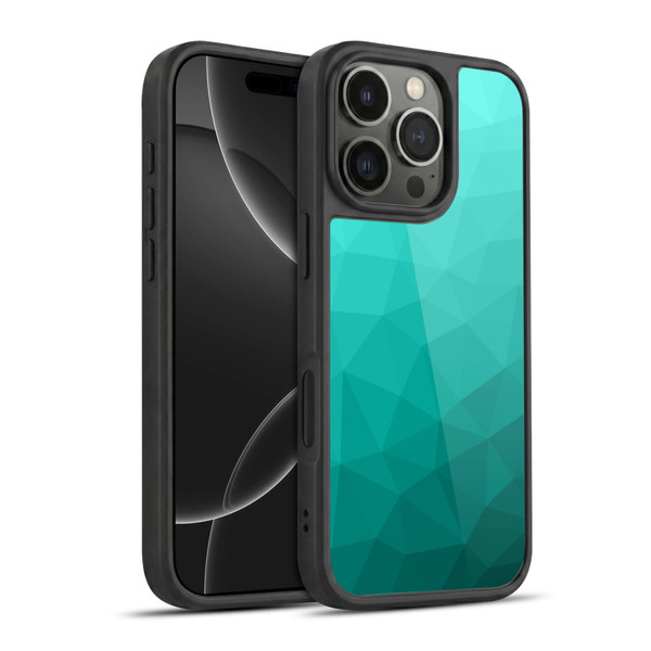 PLdesign Geometric Patterns Turquoise Gradient Mesh Gel Armour Case For Apple iPhone 16 Pro