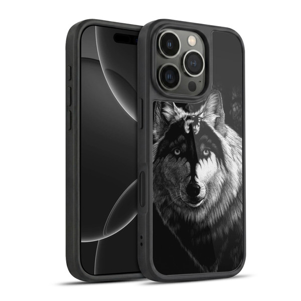 Stanley Morrison Black And White Gray Wolf With Dragon Marking Gel Armour Case For Apple iPhone 16 Pro